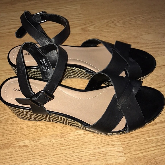 Lands’ End low woven wedge ankle strap sandals 9.5 - Picture 3 of 8